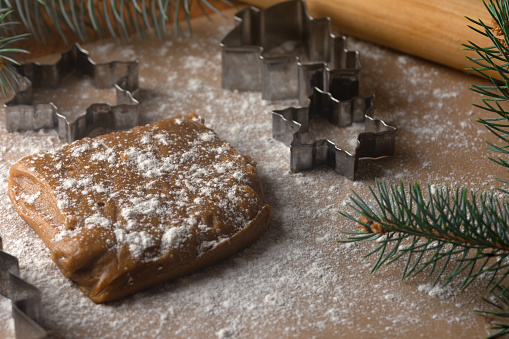 gingerbread dough and gingerbread cutters.