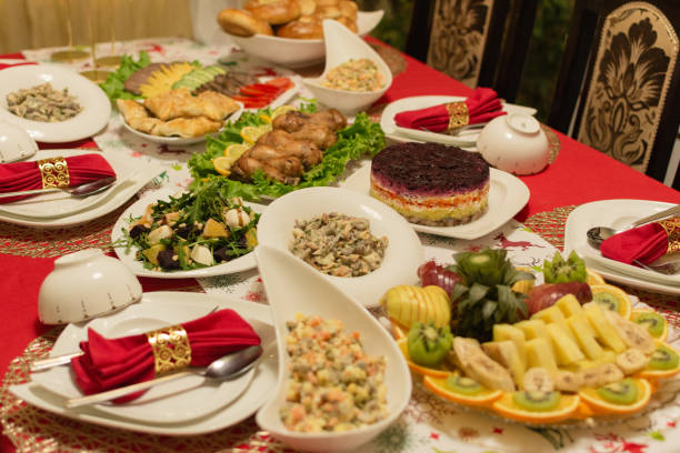 istock festive table for family diner. 1752478215