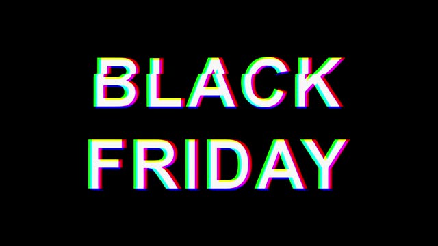 Cyber Monday, Black Friday and Mega Sale advertising commercial text with glitch broken tv signal style. Promotional ad for discounts in e-shops. Ultra HD or 4K resolution.