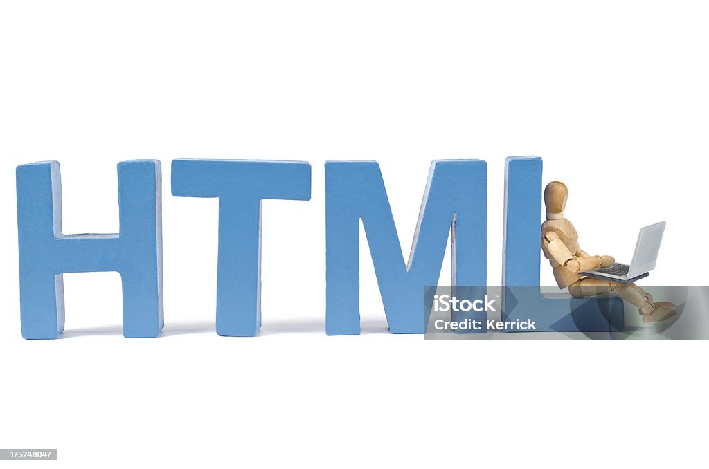 HTML-Hölzerne Kleiderpuppe was das Wort - Lizenzfrei Alphabet Stock-Foto