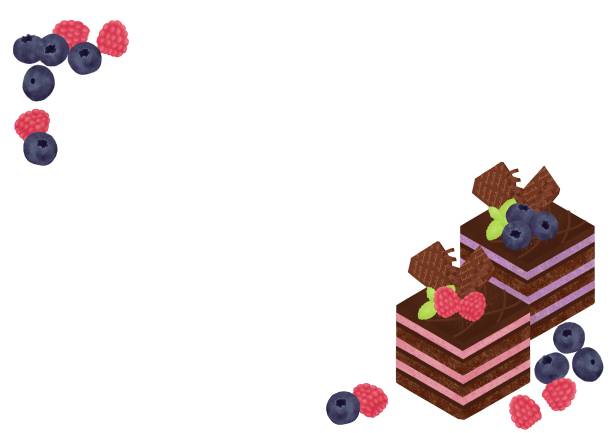 illustrations, cliparts, dessins animés et icônes de illustration à l’aquarelle du gâteau aux baies - illustration and painting cake chocolate chocolate candy