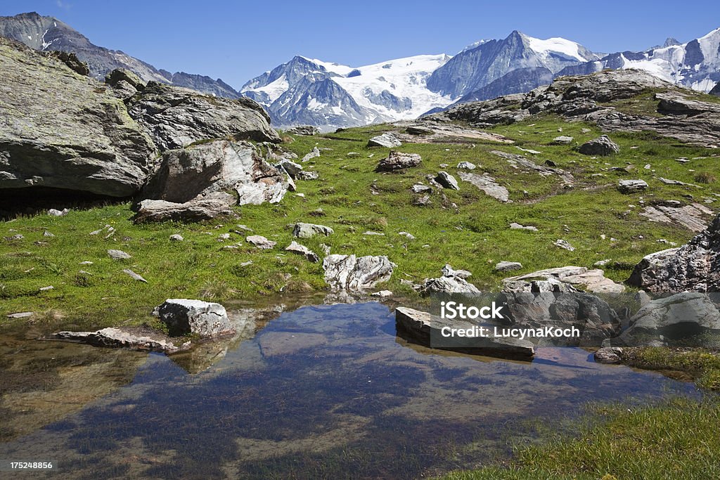 Teich in der Nähe von See Lac des Dix - Lizenzfrei Alpen Stock-Foto