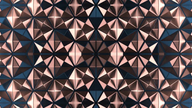 Shiny metallic hexagonal shape seamless loop animation. 3d rendering abstract pattern background 4K