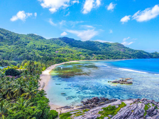 istock Aerial view of Anse Forbans beach on a sunny day 1752502402