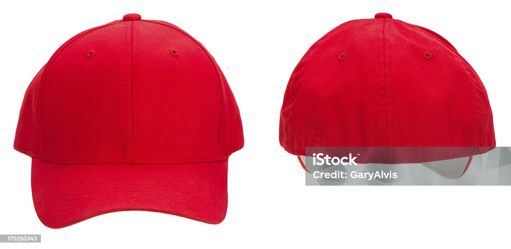 Спереди & вид сзади blank red Бейсболка изолированные на белом — - Стоковые фото Красный роялти-фри