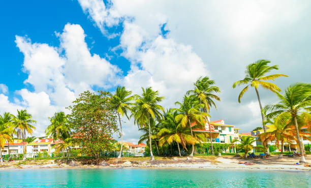 istock Cloudy sky over Bas du Fort beach in Guadeloupe 1752504637