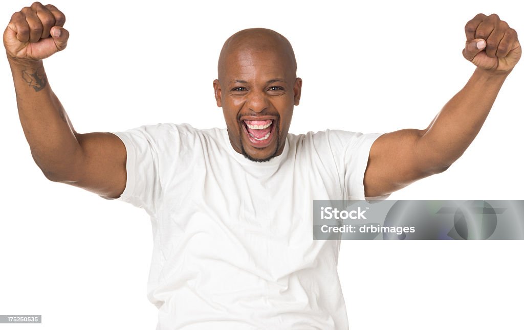 Entusiasmado homem Balançando Fists - Royalty-free Homens Foto de stock
