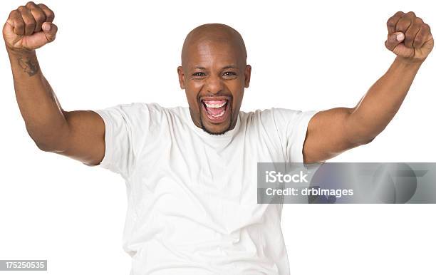 Entusiasmado Homem Balançando Fists - Fotografias de stock e mais imagens de Homens - Homens, Vitória, Fundo Branco