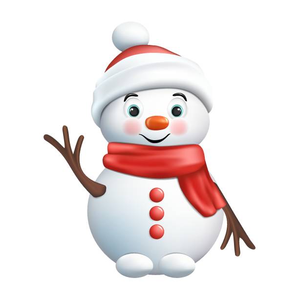 istock Realistic 3d cartoon Christmas snowman with red scarf, buttons, hat, hands with wooden branches. Winter holiday symbol. Happy New Year cute character. Vector illustration isolated on white background 1752509212