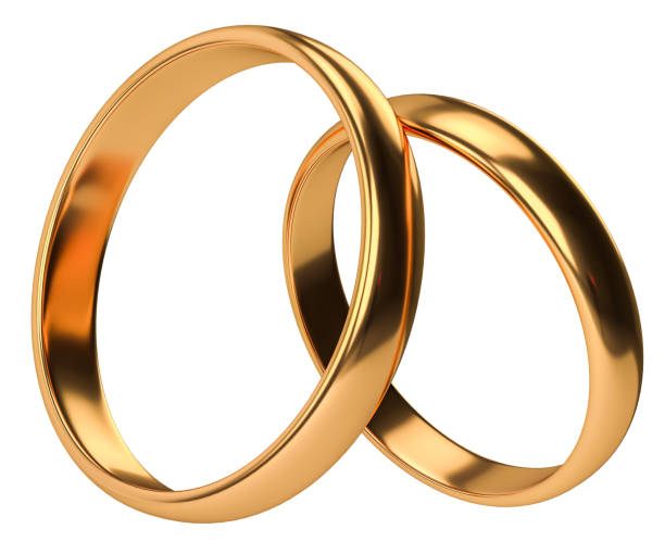 istock Illustration of two wedding gold rings isolated on white background. Unity concepts 1752512631