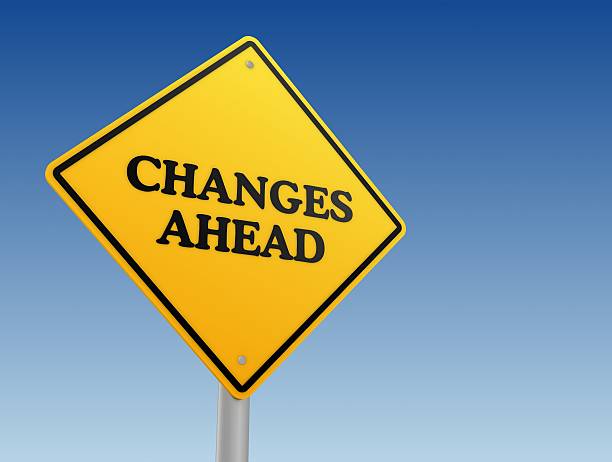 istock Diamond shaped, yellow sign warning of changes in the future 175252191