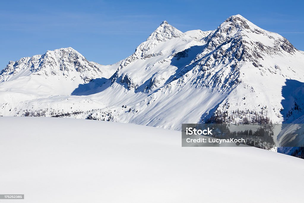 Winter dream Winter in the Swiss Alps (Mederger Flue, Tiejer Flue, Furggahorn) Arosa. Arosa Stock Photo