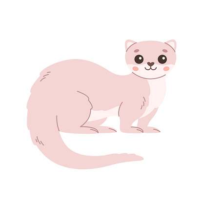 Cute ferret. Woodland animal. Vector illustration