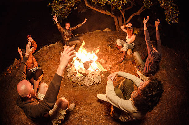 istock Campfire of friends in circle on the fire 175252836