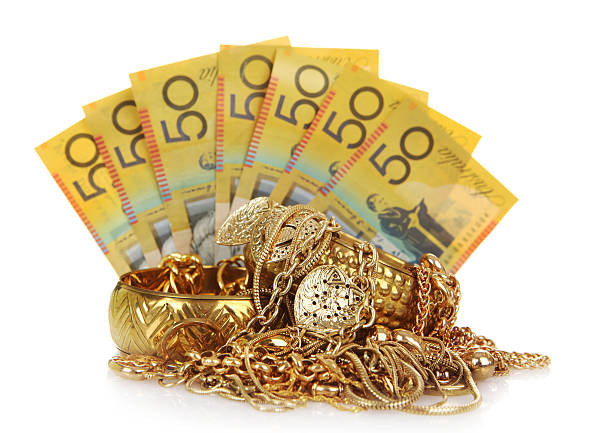 australian geld für schrott-gold - scrap gold stock-fotos und bilder