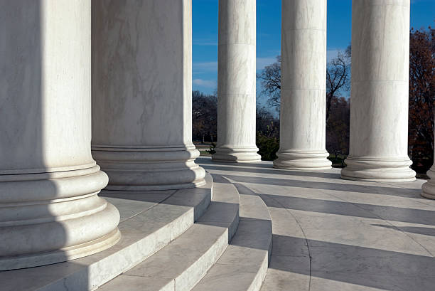 Circular group of Ionic columns stock photo