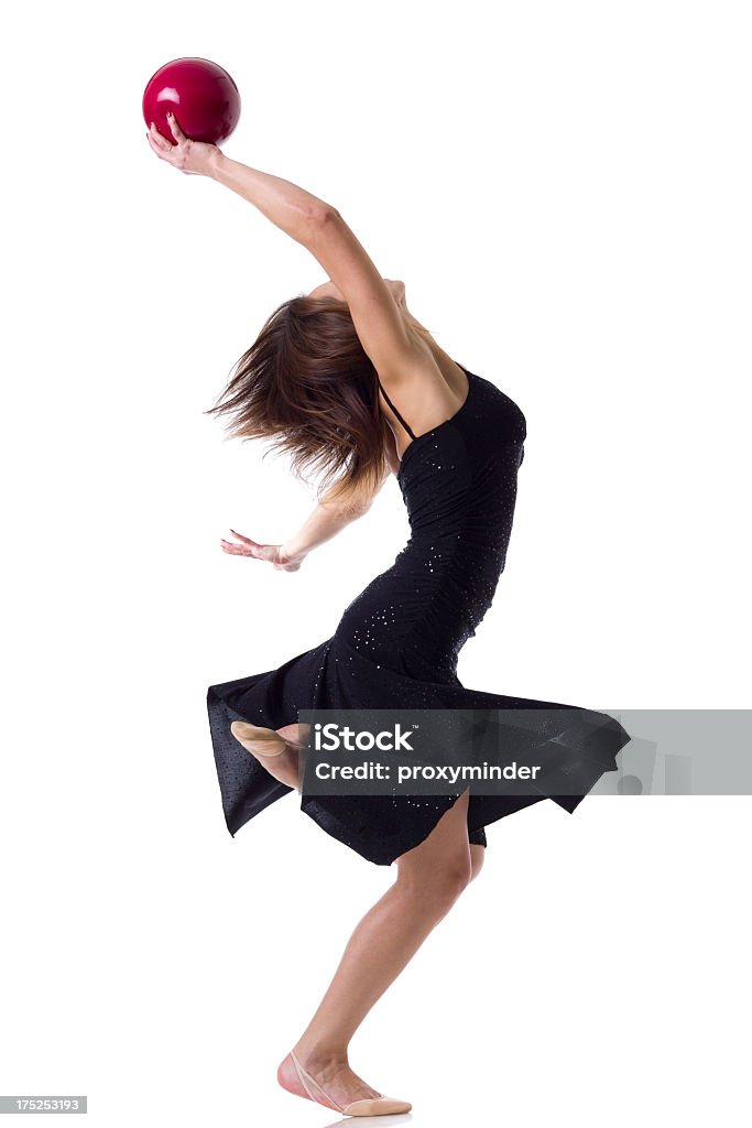 Mulheres com bola rítmica isolado no branco - Royalty-free Acrobata Foto de stock