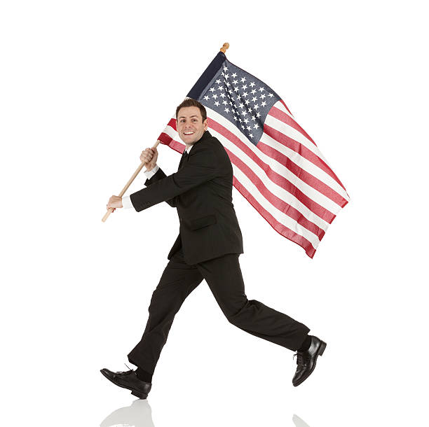 istock Happy businessman with American flag 175253391