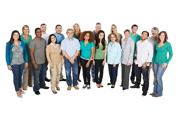 istock Large diverse group of adults on white studio background 175253397