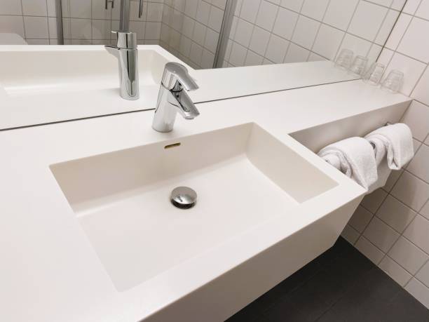 istock Sleek White Bathroom Sink with a Minimalistic Design 1752536852