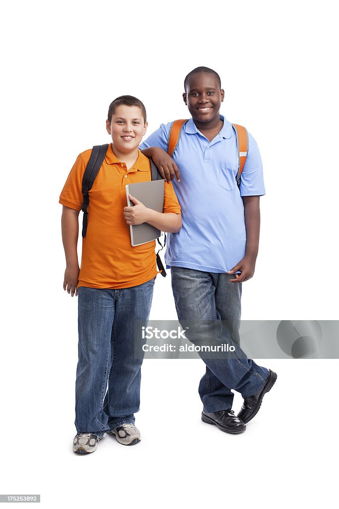 Os estudantes adolescentes - Foto de stock de Fundo Branco royalty-free