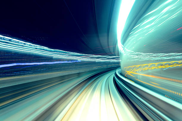 istock Blue, green and yellow-lit traveling night blur 175253971