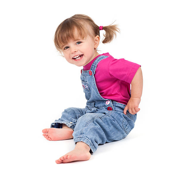 istock Cute little girl with pigtails on white background 175254131