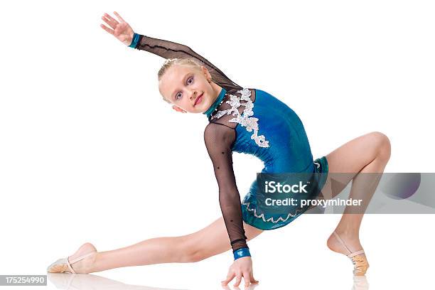 Gymnast Girl Isolated On White Stock Photo - Download Image Now - Leotard, Rhythmic Gymnastics, 8-9 Years