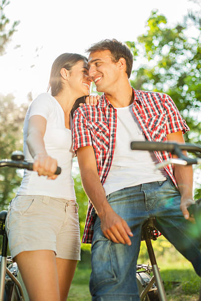 istock Young couple with bicycles outdoors 175255164