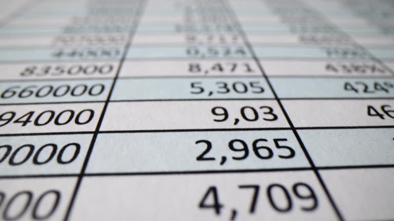 Table sheet with data about financial expenses of company