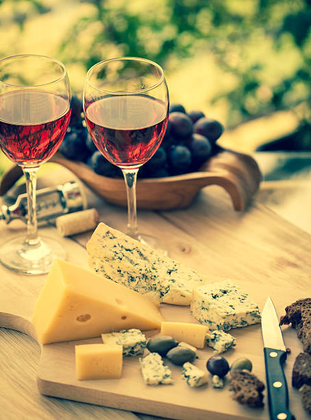 istock Red wine whit bread, olives and cheese 175256534