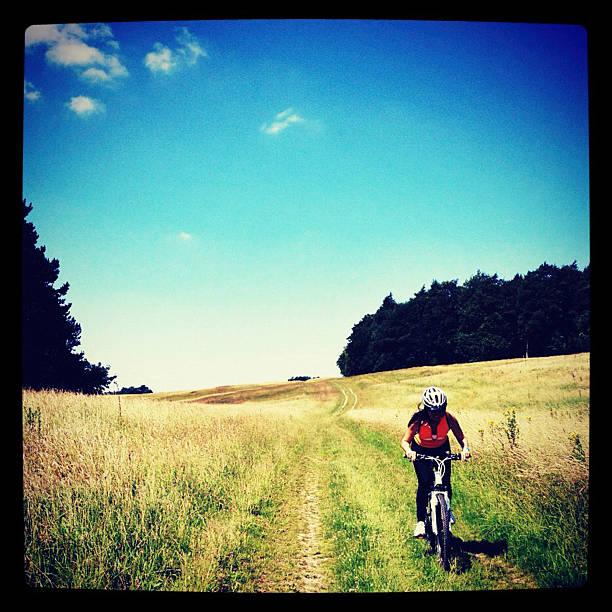 istock Women riding bicycle in the countryside 175257515