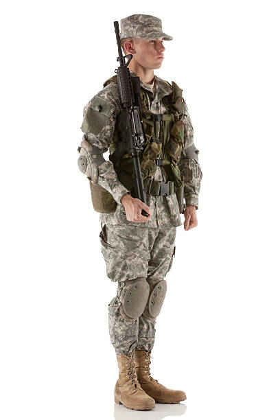 istock Army man standing with a rifle 175258240