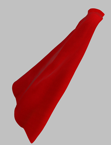 Red superhero cape waving,  Clipping path included.