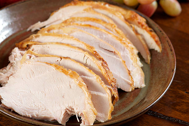 Pottery Platter with Sliced Turkey White Meat