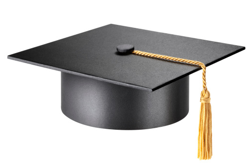 Graduation cap isolated on white background with clipping path. School, Student, Education, graduation and diploma concept