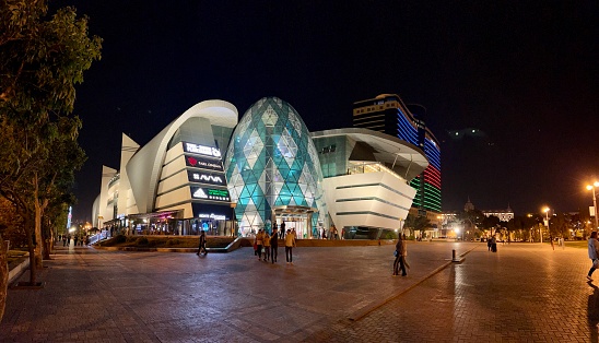 Baku, Azerbaijan - May 27, 2023: Park Bulvar Mall at night
