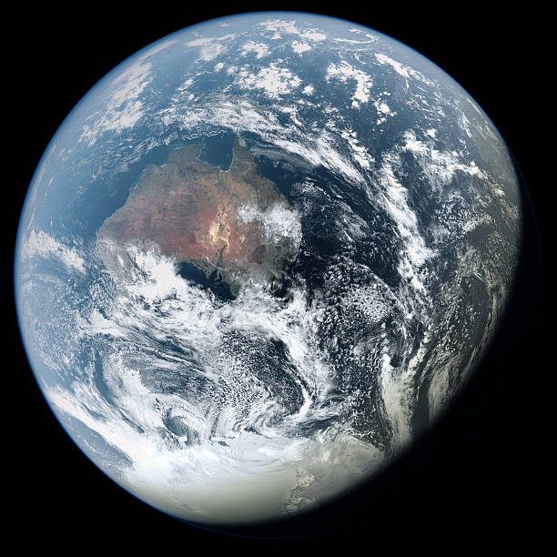 australia z kosmosu - solar system planet dark illuminated zdjęcia i obrazy z banku zdjęć