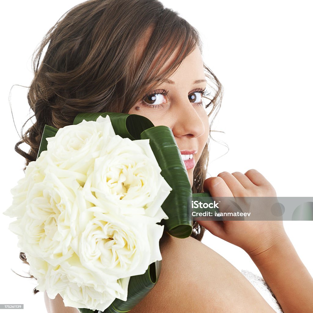 Junge Braut mit Hochzeit bouquet - Lizenzfrei Attraktive Frau Stock-Foto