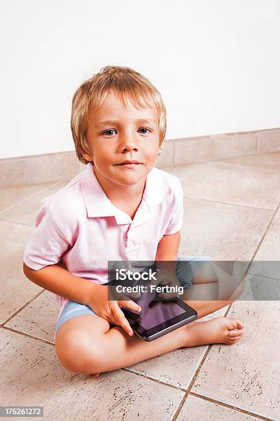 Boy With Digital Tablet Stock Photo - Download Image Now - 4-5 Years, Blond Hair, Boys