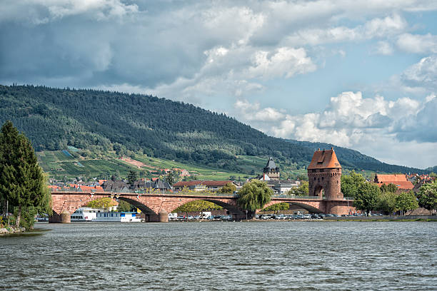 Main River with the Spessart bridge at Miltenberg, Germany.