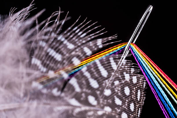 istock Close-up To Sewing Needle , Colorful Threads And Feather 175261648