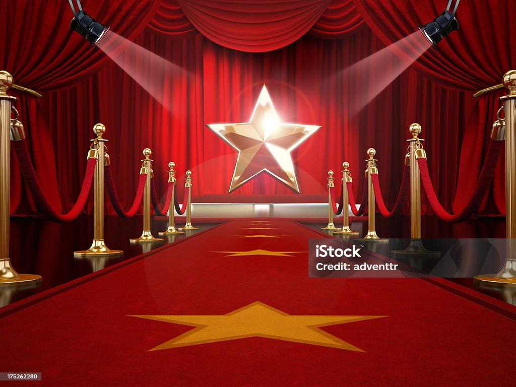 Tapete vermelho para o palco - Foto de stock de Tapete Vermelho royalty-free