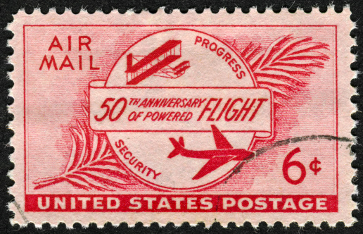 Cancelled Stamp From The United States Commemorating The 50th Anniversary Of Powered Flight