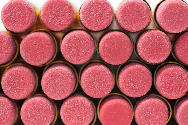 Pink Pencil Erasers in A Row stock photo