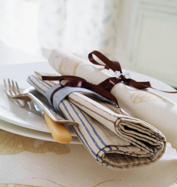 istock Knife and Fork on plate with napkin 175263226