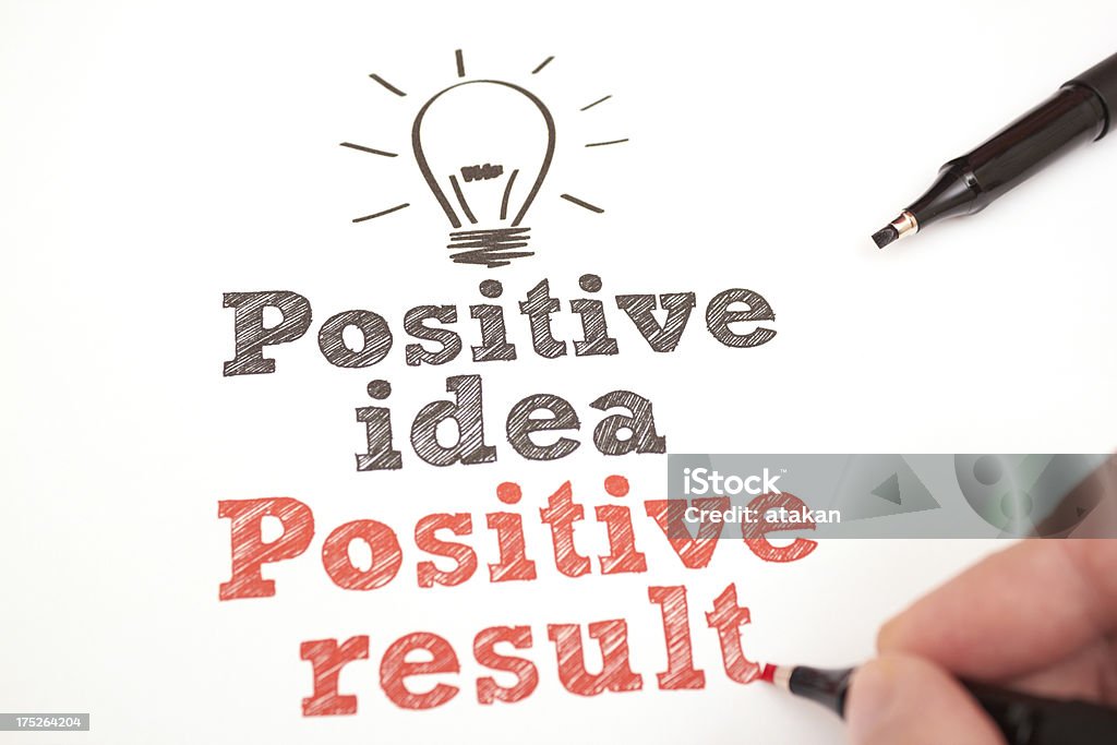 Think Positive "Positive idea, positive result" Motivation Stock Photo