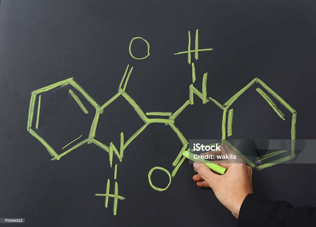 chalkboard molécula de azúcar sobre negro - Foto de stock de Hidrógeno libre de derechos