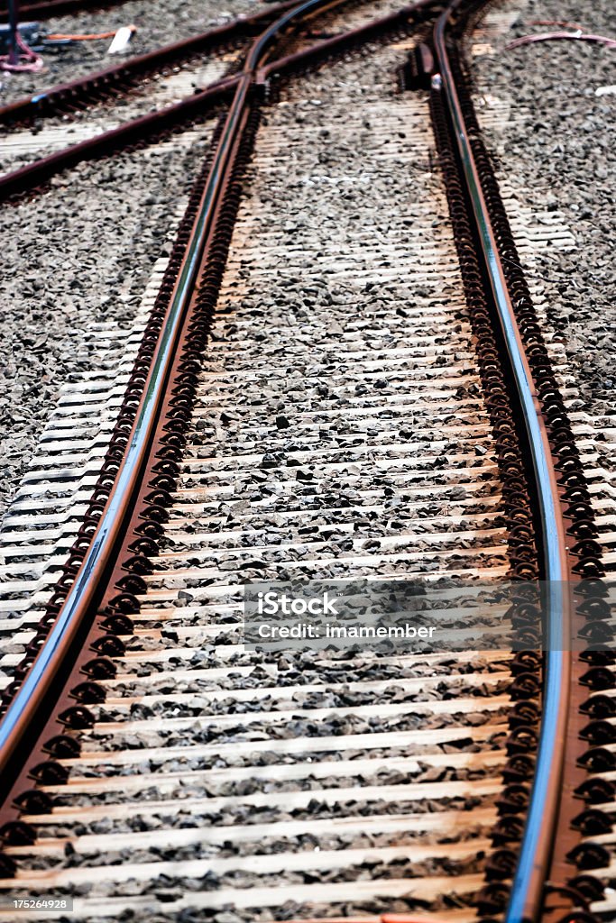 Primer plano de las líneas de ferrocarril - Foto de stock de Acero libre de derechos