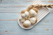 close up pf garlic on white background,